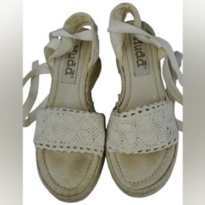 Mudd Yale,Open Toe,Lace Up,Espadrille,Wedge Sandals